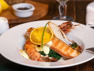 fish dish on white ceramic plate